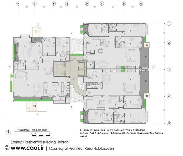 Earrings Residential Building typical plan   floor 2 4