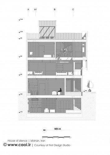 House of Silence in Isfahan Site plan Section A