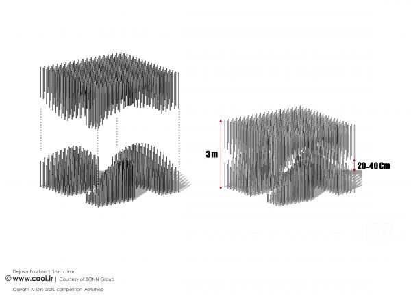 Dejavu Pavilion in Shiraz  Architecture workshop Isometric Form  From Heightmaps