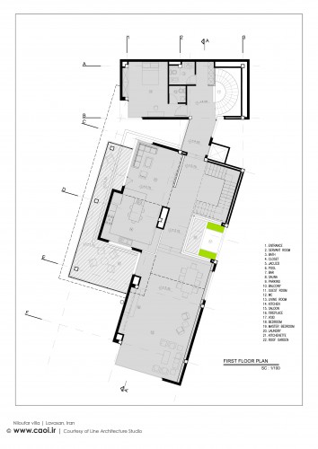 Niloufar Villa in Lavasan by Line Architecture Studio First Floor Plan