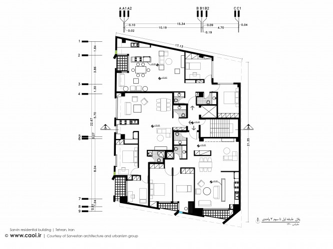 1st to 3rd floor plan Sarvin residential building