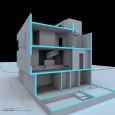 Blue Cube House in Bukan by Kelvan Studio 3D Section  2 
