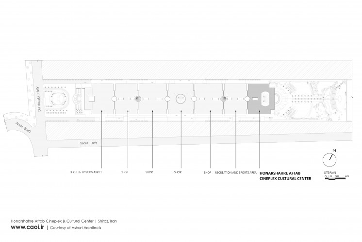Site Plan of Honarshahre Aftab Cineplex and Cultural Center in Persian Gulf Complex Shiraz Ashari Architects