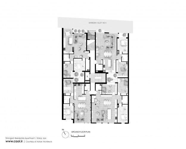 Ground floor plan Shimigiah Residential Apartment Shiraz Ashari Architects